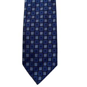 FACONNABLE luxury Italian silk tie - blue and black geometric